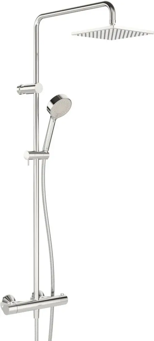 HANSA-Regenbrause-Duscharmatur-HANSAUNITA-ECO-5814-3-strahlig-Ausladung-470-495-mm-Chrom-Kopfbrause-eckig-58149113 gallery number 1